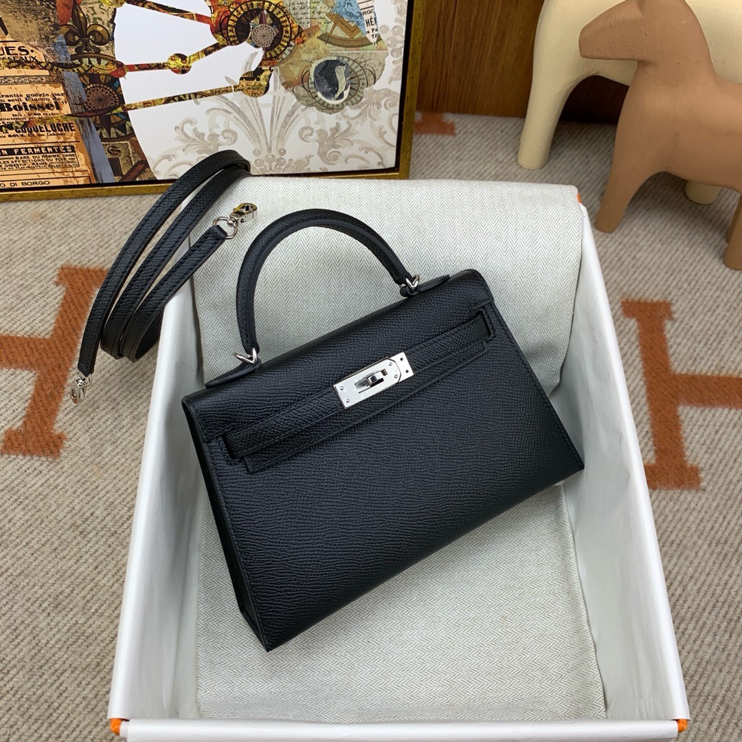 에르메스 미니 켈리백19 블랙 은장